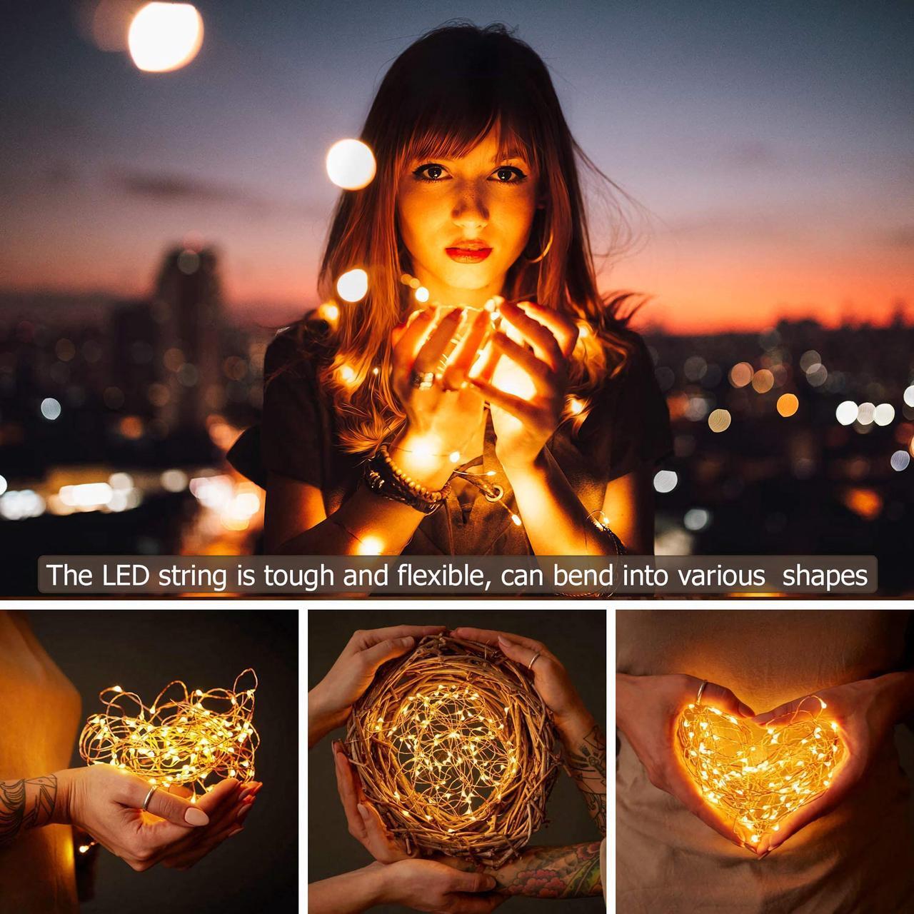 Alt view image 3 of 7 - SOWAZ Battery-operated Remote Control 100 LED 33ft Copper String Light Bulbs