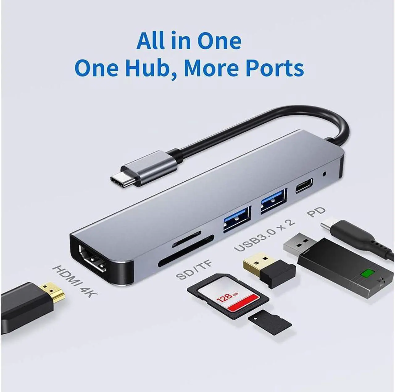 Alt view image 3 of 7 - IXJYLCPC USB C HDMI VGA Hub USB-C Type-c to HDMI 3840x2160 4K VGA USB3.0 USB C PD Audio 3.5mm Docking Cable Adapter Compatible with MacBook Pro 2018/2017,ChromeBook,Dell XPS,and More USB Type C