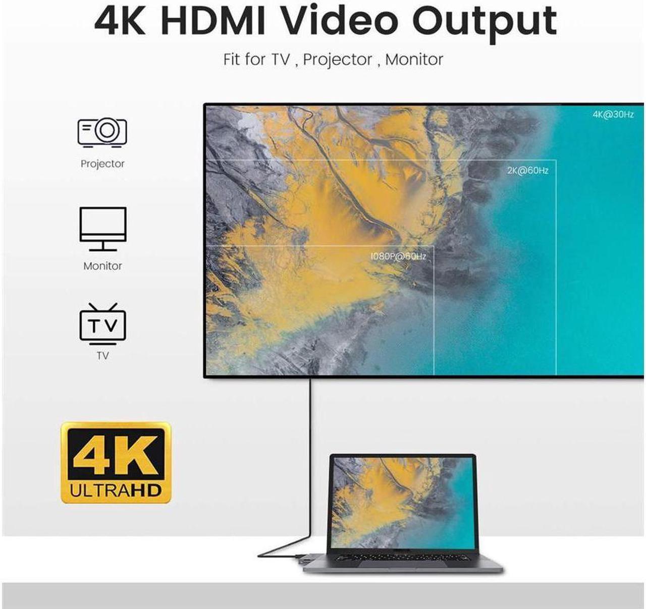 Alt view image 5 of 7 - IXJYLCPC USB C Hub Adapter Dongle for MacBook Pro 2019/2018-2016,MacBook Air 2019/2018 with 4K HDMI,Thunderbolt 3 Port,100W PD,SD/TF Card Reader,3 USB 3.0 Ports