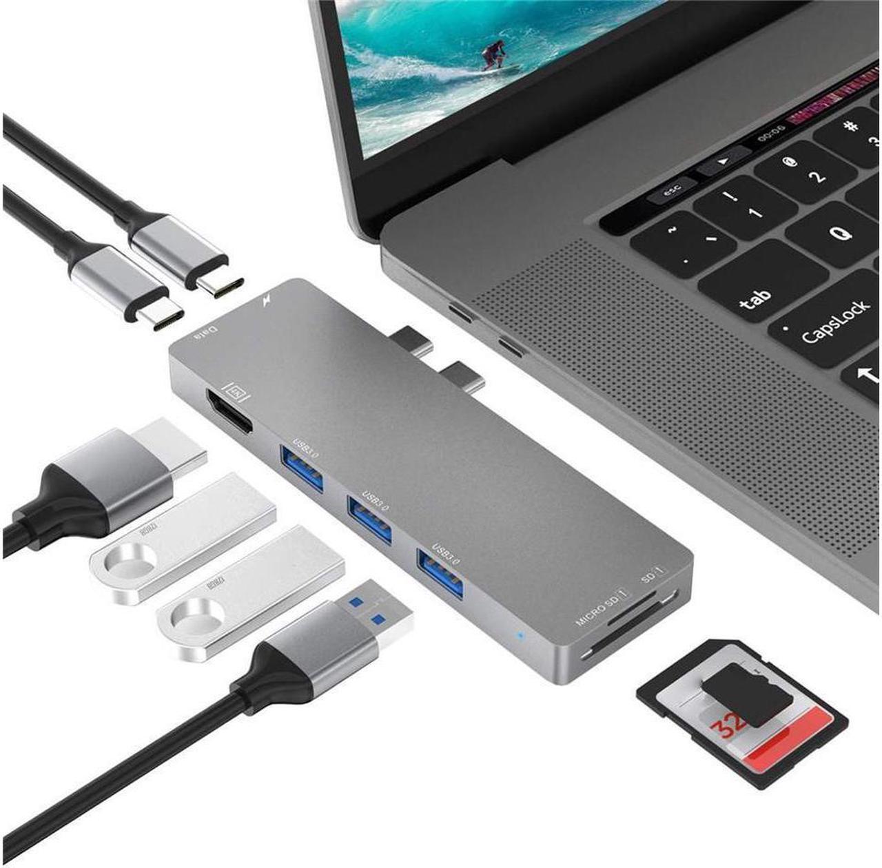 Main image of IXJYLCPC USB C Hub Adapter Dongle for MacBook Pro 2019/2018-2016,MacBook Air 2019/2018 with 4K HDMI,Thunderbolt 3 Port,100W PD,SD/TF Card Reader,3 USB 3.0 Ports