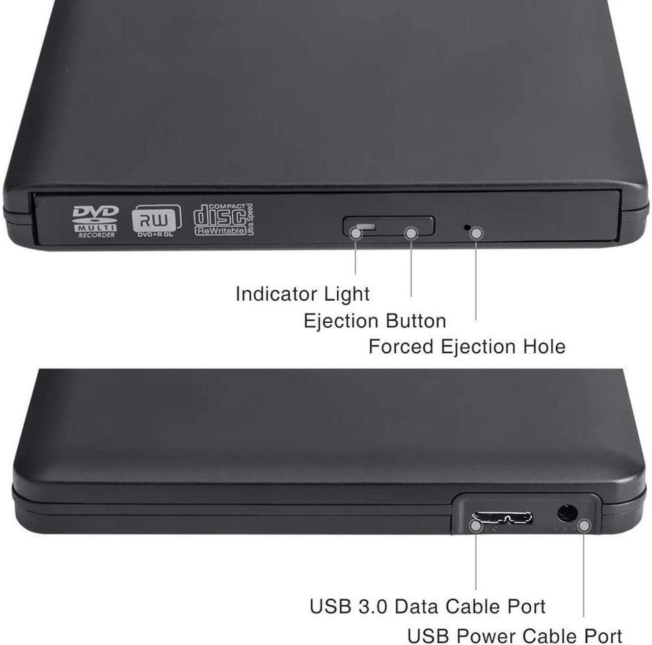 Alt view image 4 of 7 - IXJYLCPC Aluminum External CD Drive USB 3.0 Portable CD DVD +/-RW Drive DVD/CD ROM Rewriter Burner Writer Compatible with Laptop Desktop PC Windows Mac Pro MacBook (XD058, Black)