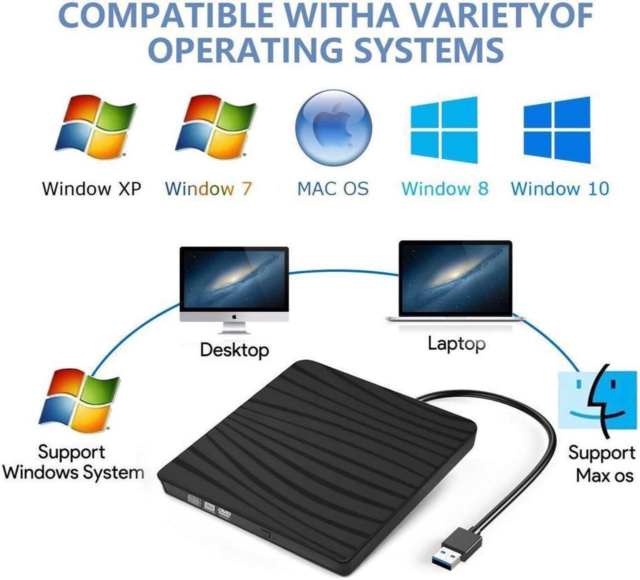 Alt view image 6 of 7 - IXJYLCPC BT689 External CD Drive USB 3.0 with Type-C adapter Portable CD DVD +/-RW Drive DVD/CD ROM Rewriter Burner Writer Compatible with Laptop Desktop PC Windows Mac Pro MacBook