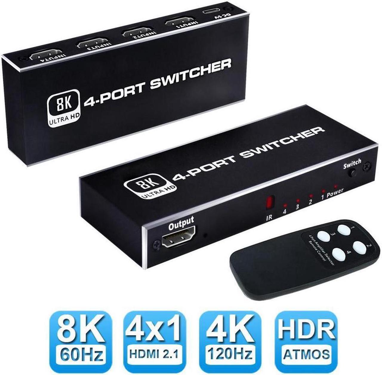 Main image of IXJYLCPC 4 in 1 Out HDMI 2.1 Switch, 8K High-Speed 48Gbps 4Port HDMI Switcher, Supports 8K@60Hz 4K@120Hz, Compatible for PS5/PS4 Projectors Monitor Blu-Ray Player Xbox (4 in 1)