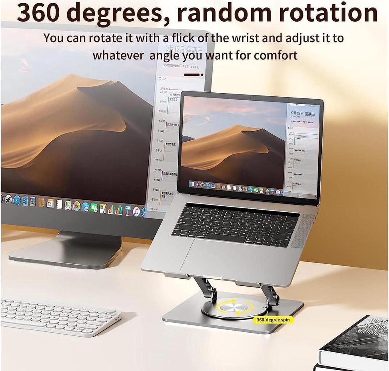 Alt view image 3 of 7 - IXJYLCPC Swivel Adjustable Laptop Stand, 360° Rotating of Aluminum Laptop Stand for Desk, Laptop Riser with Mechanical Sound, Laptop Computer Stand Compatible with 10-17.3 inch Laptop, Gray