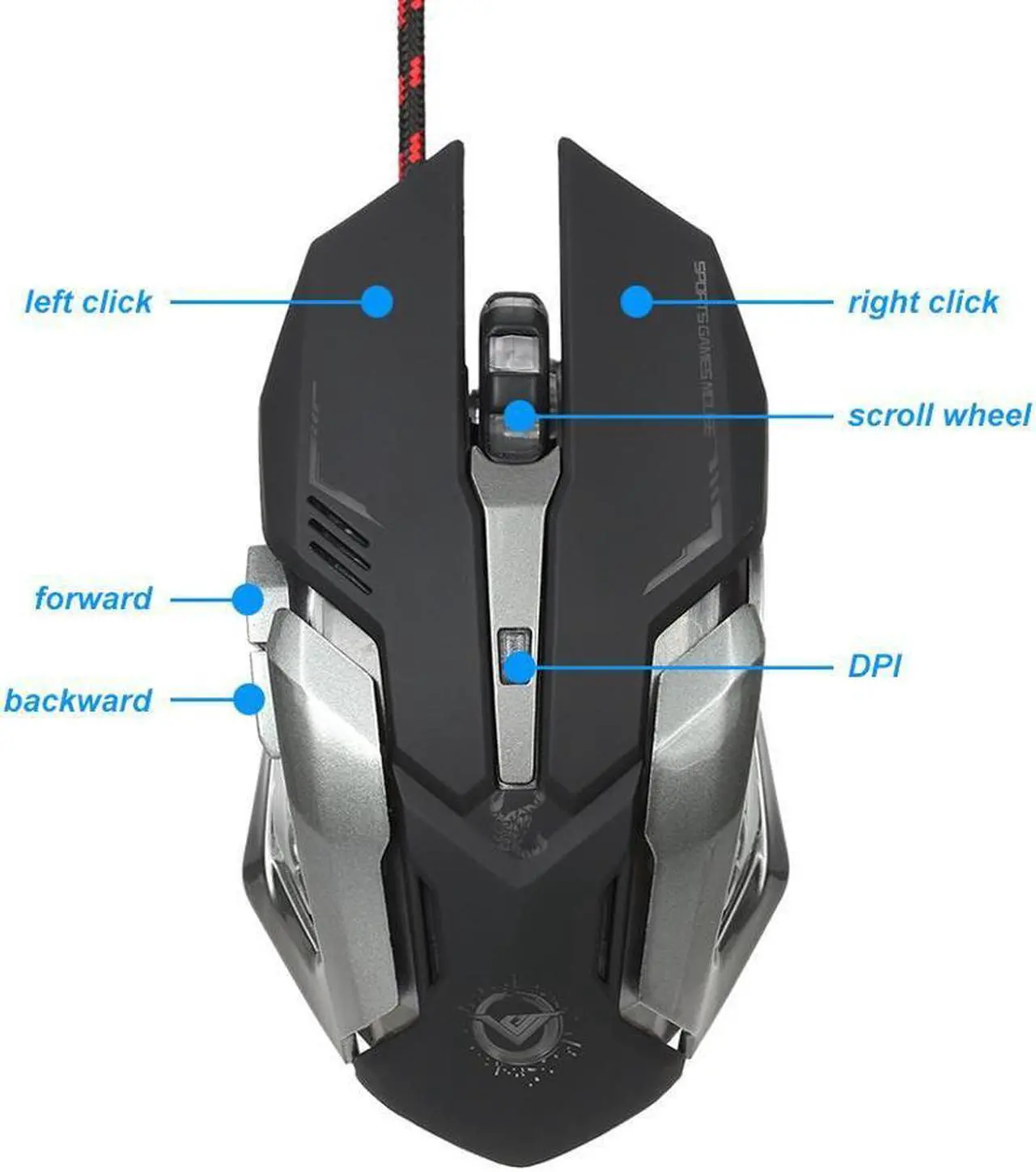 Alt view image 3 of 7 - IXJYLCPC Gaming Mouse Wired [3200 DPI] [Programmable] [Breathing Light] Ergonomic Game USB Computer MiceGamer Desktop Laptop PC Gaming Mouse, 7 Buttons for Windows 7/8/10/XP Vista Linux