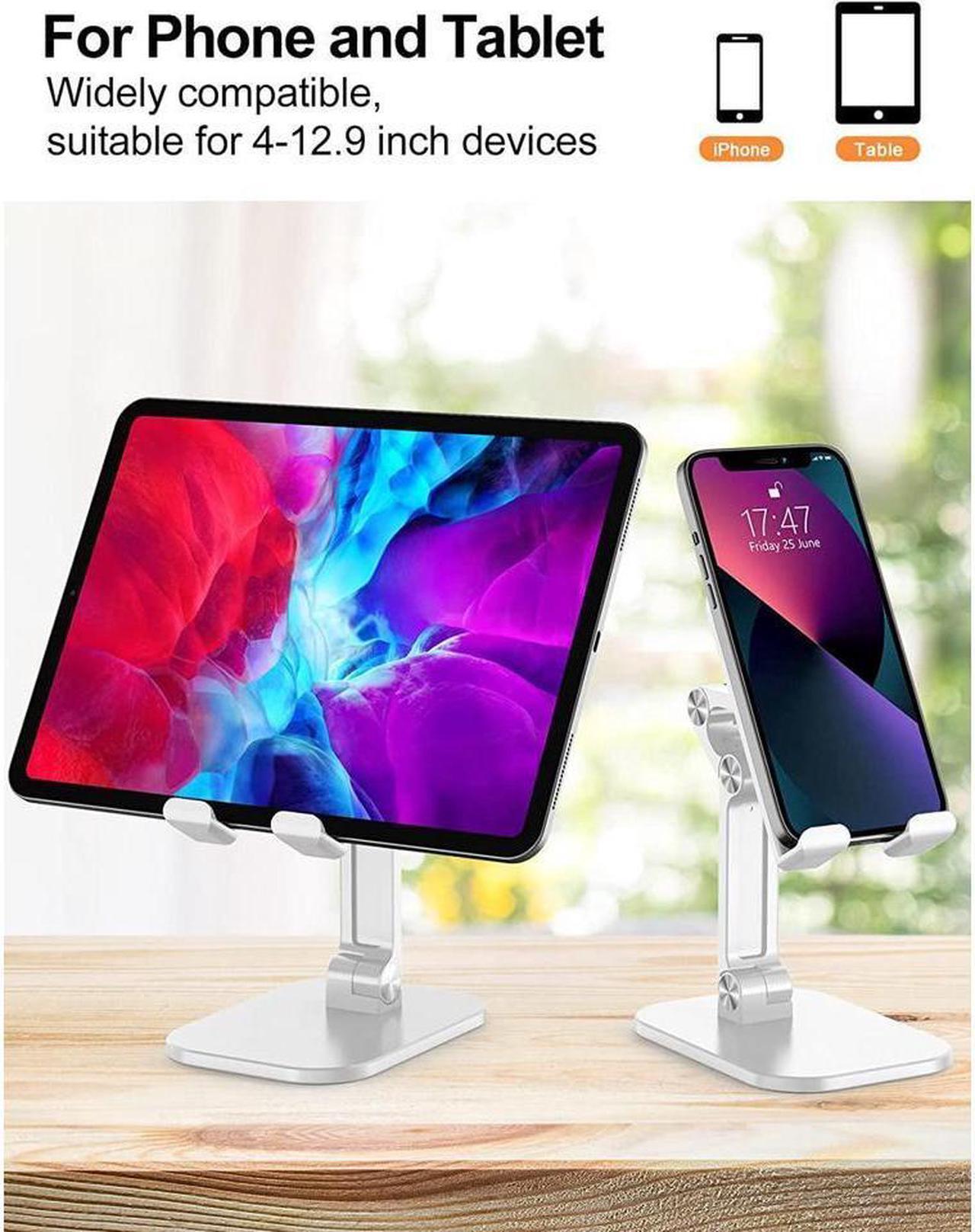 Alt view image 4 of 7 - IXJYLCPC Desktop Mobile Phone Holder Stand For iPhone iPad Adjustable Desktop Tablet Holder Universal Table Phone Stand for Phone Tablet Kindle Fire or Other 4.7-12.9 inch-Screen Devices, White