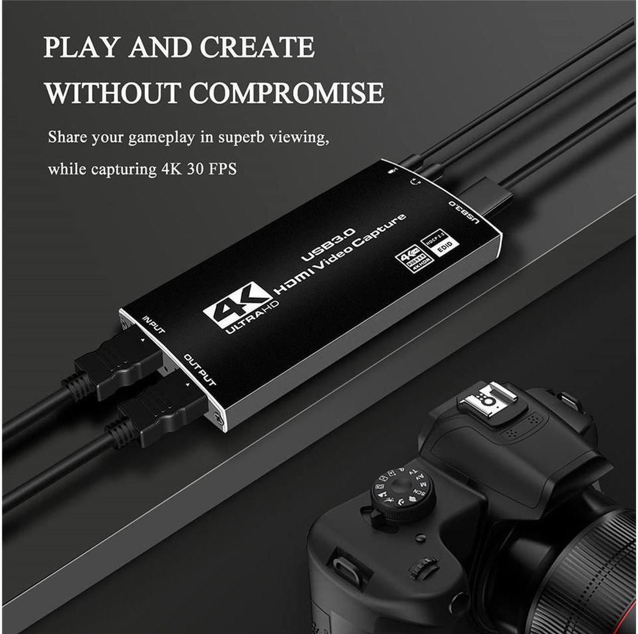Alt view image 5 of 7 - IXJYLCPC Upgraded Video Capture Card with Microphone & HDMI Loop-Out, HD 4K@60hz Video 1080P 60fps Board Game Record Support HDR, EDID, HDCP2.2 For Live Streaming Video Recording