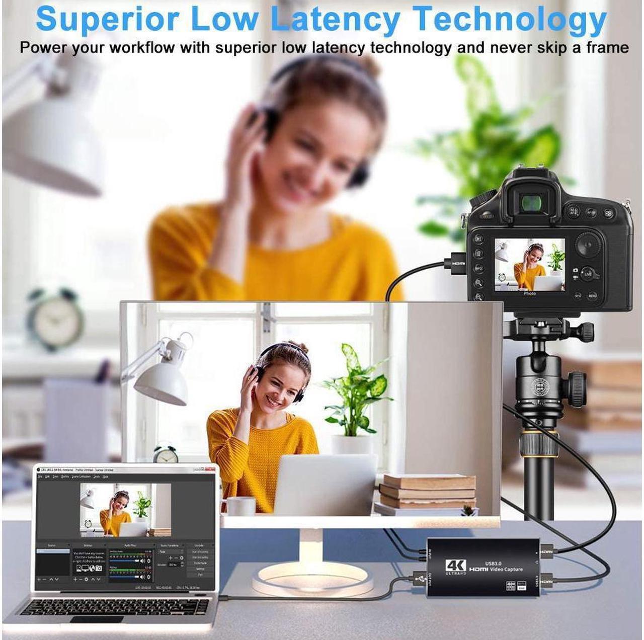 Alt view image 6 of 7 - IXJYLCPC Upgraded Video Capture Card with Microphone & HDMI Loop-Out, HD 4K@60hz Video 1080P 60fps Board Game Record Support HDR, EDID, HDCP2.2 For Live Streaming Video Recording