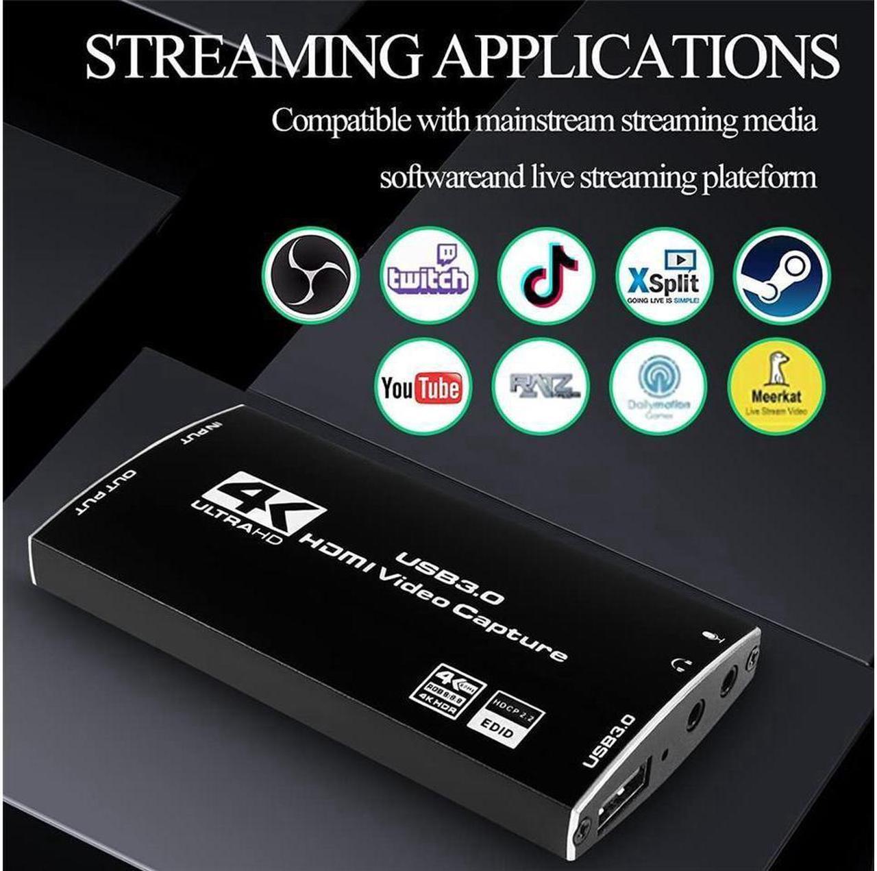 Alt view image 7 of 7 - IXJYLCPC Upgraded Video Capture Card with Microphone & HDMI Loop-Out, HD 4K@60hz Video 1080P 60fps Board Game Record Support HDR, EDID, HDCP2.2 For Live Streaming Video Recording