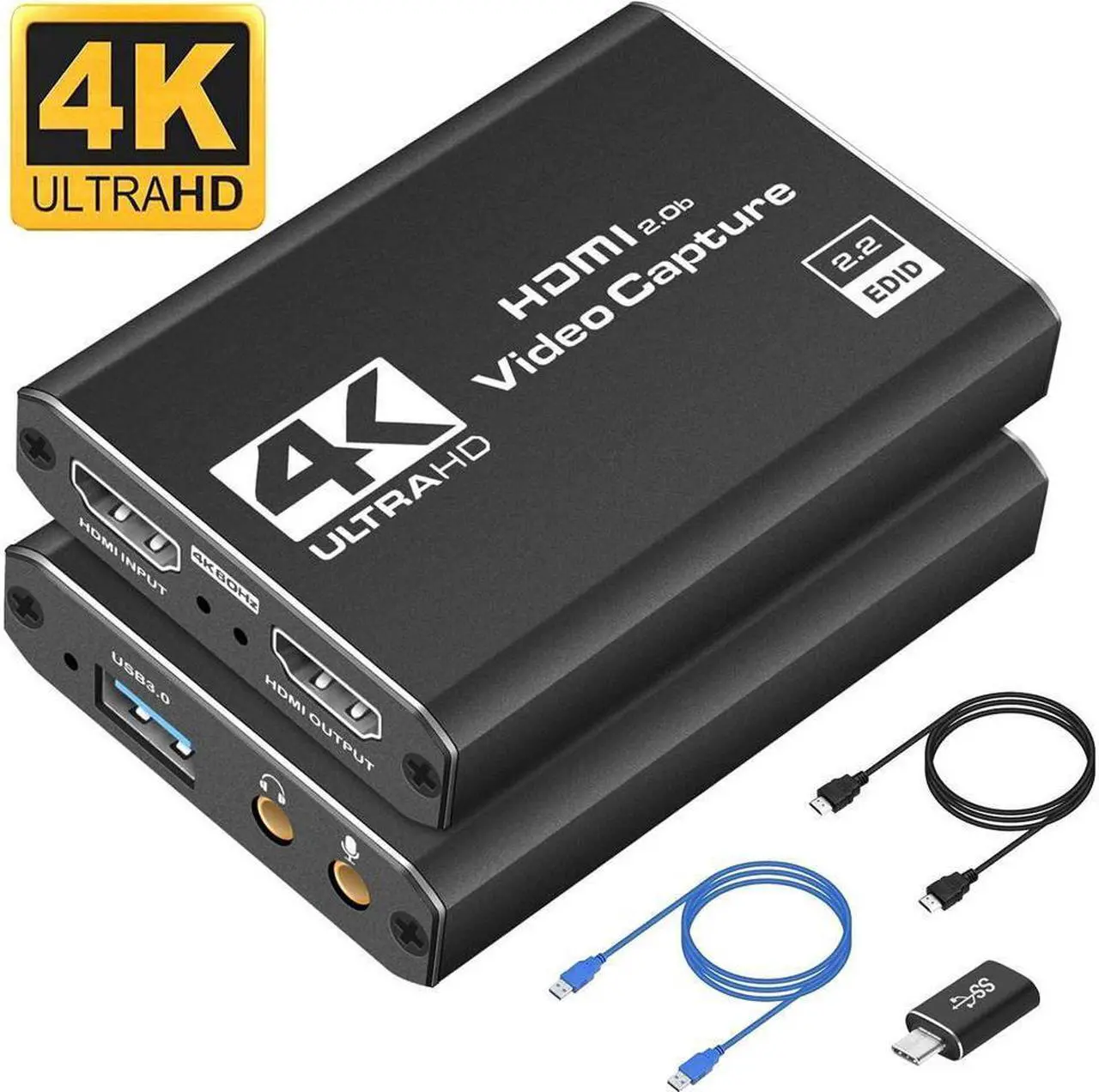 Main image of IXJYLCPC 4K 1080P 60FPS Video Capture Card, HDMI to USB/Type-C Live Gamer Capture Card , Ultra-Low Latency for Streaming and Recording, Work with Nintendo Switch, PS5, PS4, Xbox One, PC