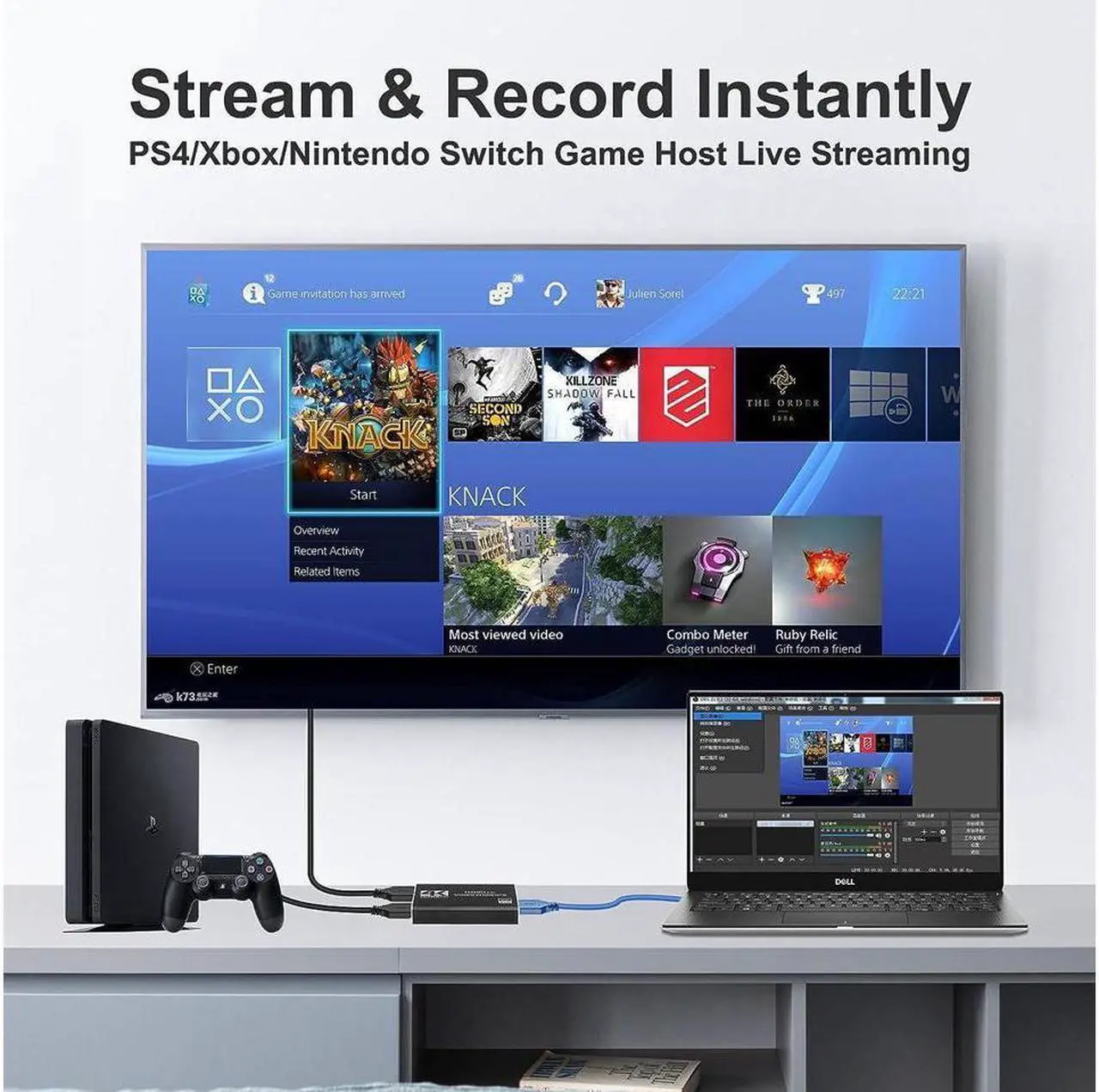 Alt view image 6 of 7 - IXJYLCPC 4K 1080P 60FPS Video Capture Card, HDMI to USB/Type-C Live Gamer Capture Card , Ultra-Low Latency for Streaming and Recording, Work with Nintendo Switch, PS5, PS4, Xbox One, PC