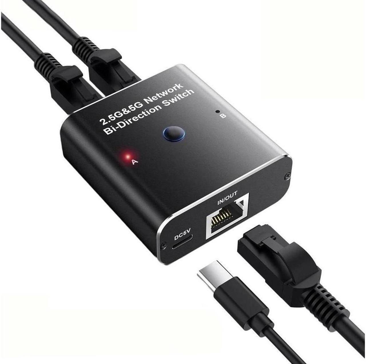 Main image of IXJYLCPC 2.5G/5G RJ45 Network Ethernet Bi-Directional Switch Adapter, Ethernet Selector Suitable Super Cat5-8, Cmpatible with ADSL, Hubs, TVs, Set-top Boxes, Routers, Wireless Devices, Computers