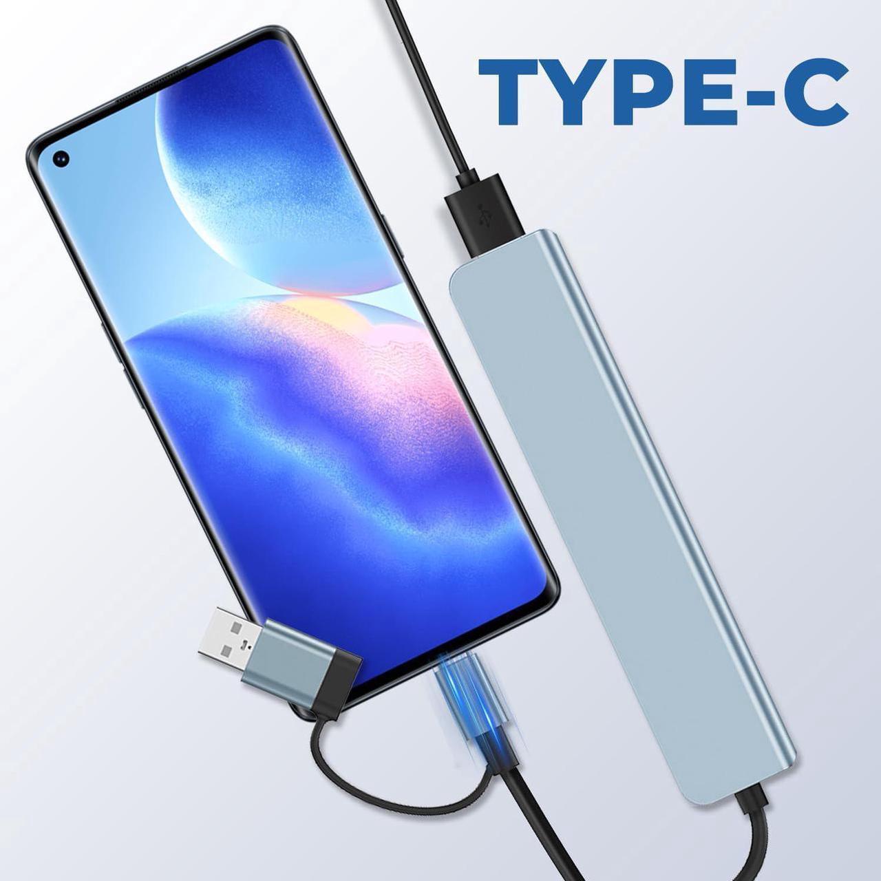 Alt view image 6 of 7 - IXJYLCPC USB HUB, 5 in 1 USB-C/USB 3.0 Dual Adapter Docking Station, with 3 USB Port, TF/SD Card Reader, Multi-Port USB C Adapter Type C Laptops Dock Dongle Compatible for MacBook Pro Air iPad