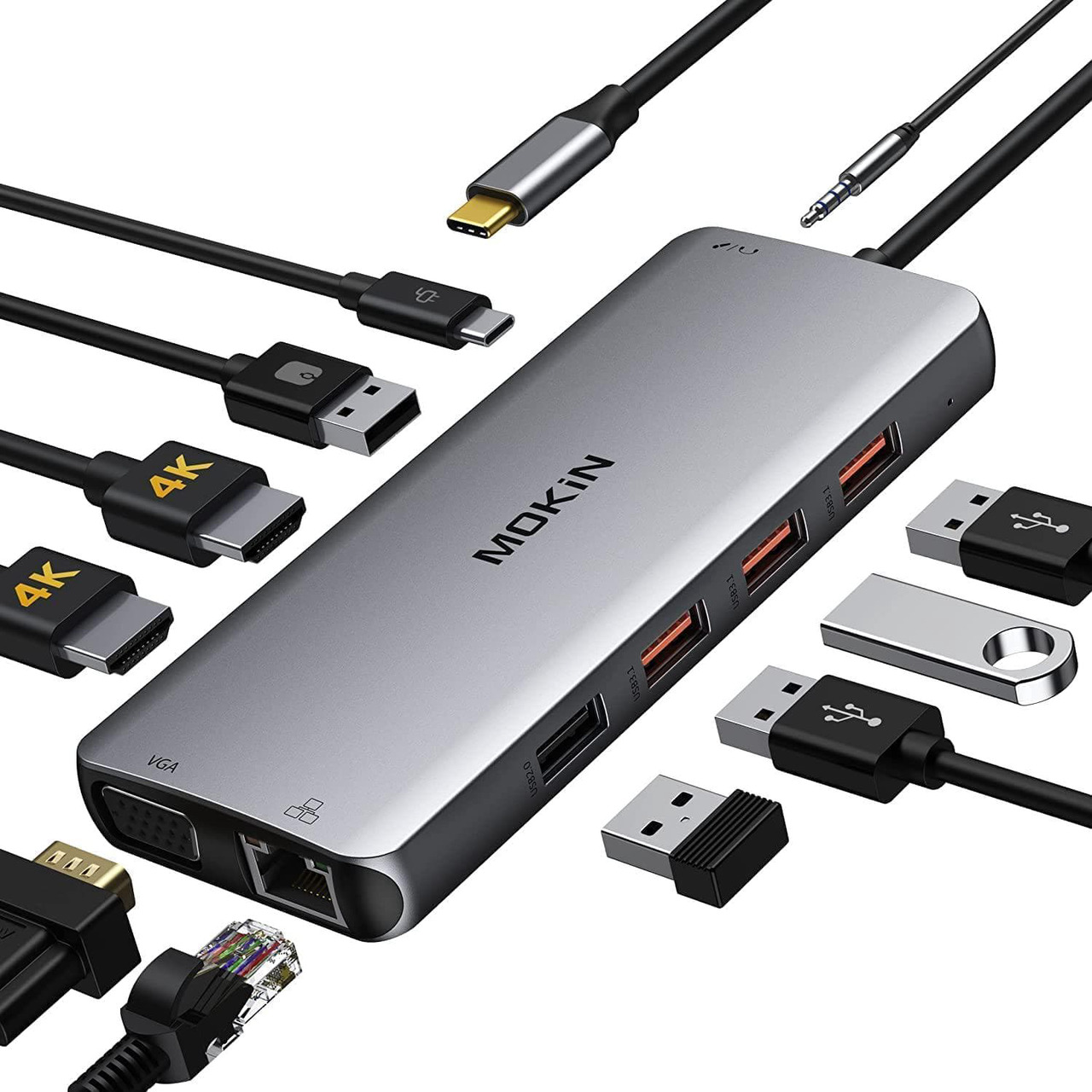 MOKiN USB C Docking Station Dual Monitor HDMI Adapter, 11 in 1 USB-C ...