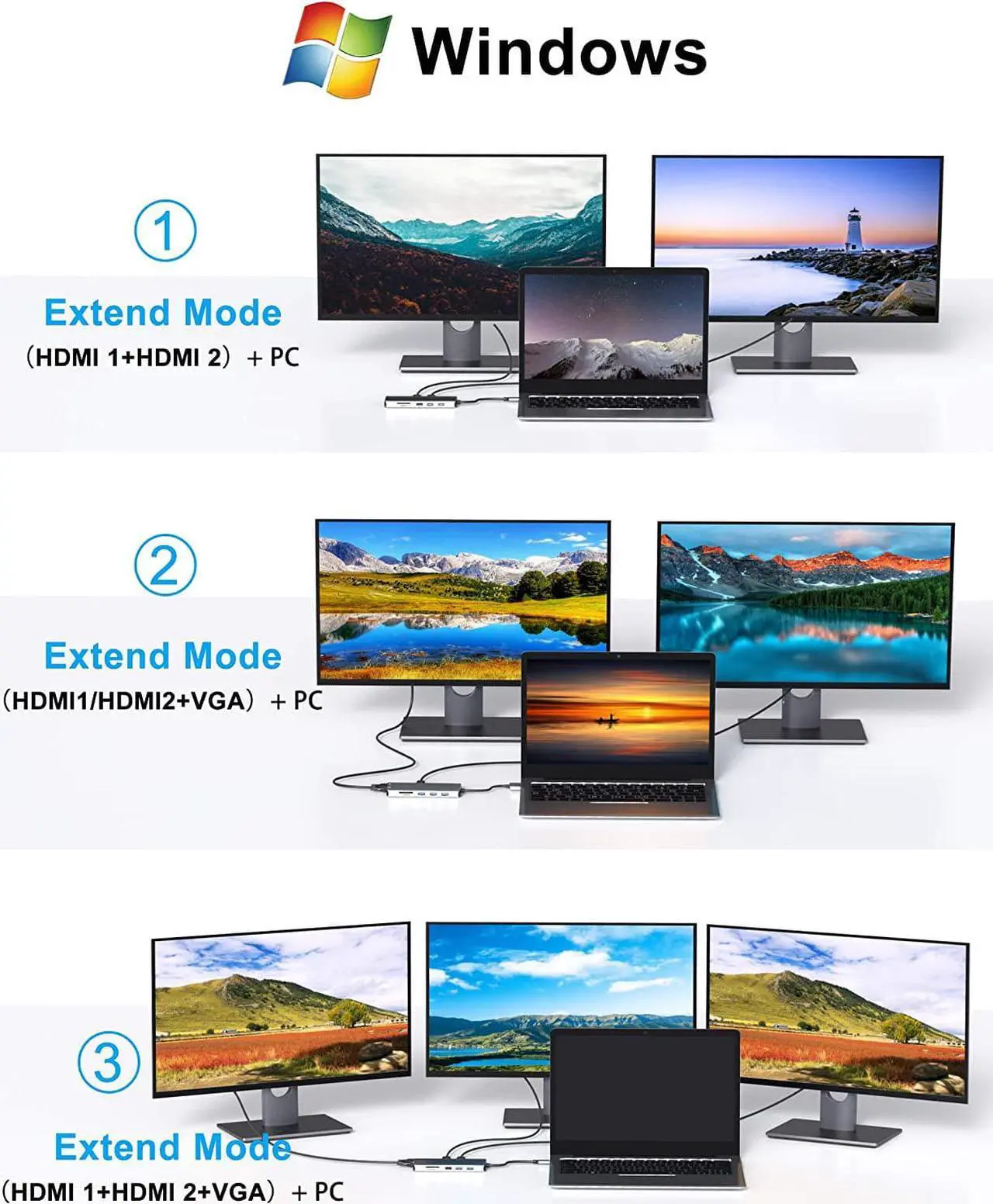 Alt view image 4 of 7 - MOKIN USB C Docking Station Dual Monitor,14 in 1 USB C Hub Multiport Adapter Dongle with 2xHDMI,VGA,5xUSB-A,2xUSB-C,SD/TF,Audio ports,USB-C Laptop Docking Station For Macbook/Dell/Levnovo Yoga/HP,etc.