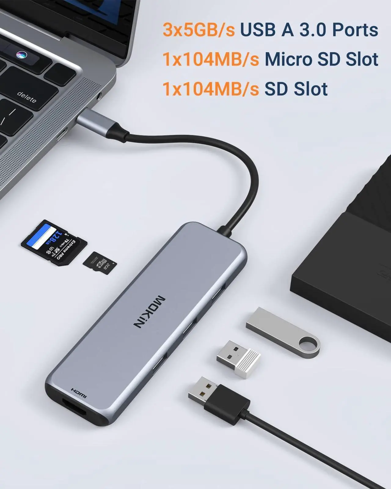 Alt view image 3 of 6 - MOKiN Docking Station Dual DisplayPort,USB C Hub Dongle with 2 DP,HDMI,3 USB A 3.0,SD & Micro SD Slot,PD 100W Charging Port for MacBook/Dell XPS/Steam Deck/HP/Lenovo ThinkPad/Microsoft Surface,etc.
