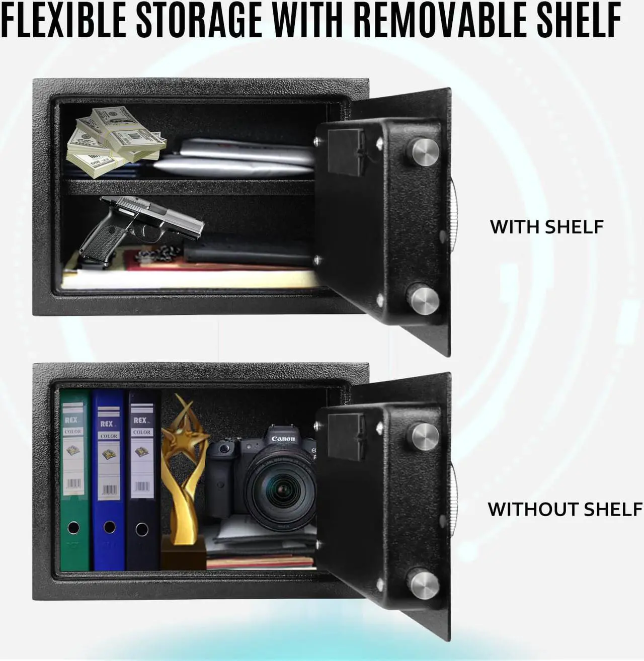 Alt view image 4 of 6 - SEKAM Biometric Fingerprint Safe Box, Security Safe with Fingerprint Access, Personal Safe with Electronic Lock, Safe Box Waterproof Fireproof, Home Safe for Cash Jewelry Important Documents
