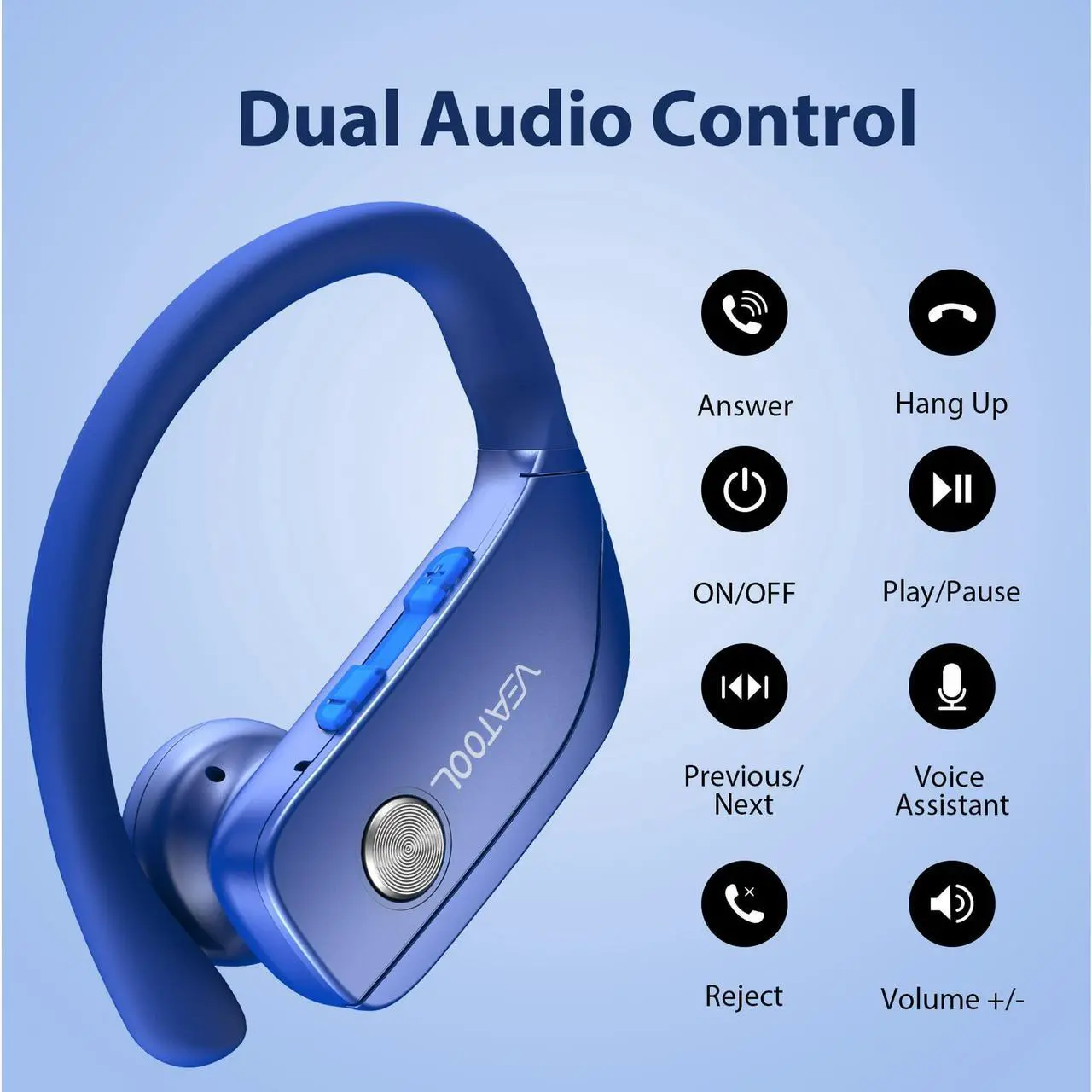Alt view image 5 of 6 - Wireless Earbuds Bluetooth Headphone Sport, Bluetooth 5.4 Earbud, 72Hrs Earphone with Earhook, Noise Cancelling Mic, IP7 Waterproof Headset for Workout/Running
