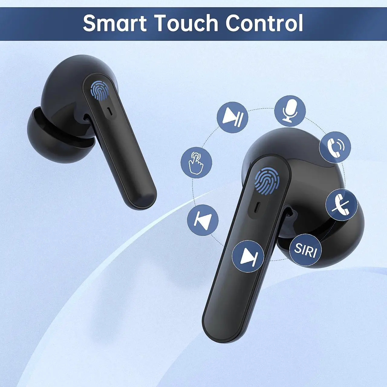 Alt view image 3 of 7 - Wireless Earbuds, Bluetooth 5.1 Headphone 30Hrs Playtime with USB-C Fast Charging Case, IPX7 Waterproof Earphones, TWS in Ear Stereo Headset Built-in Mic for