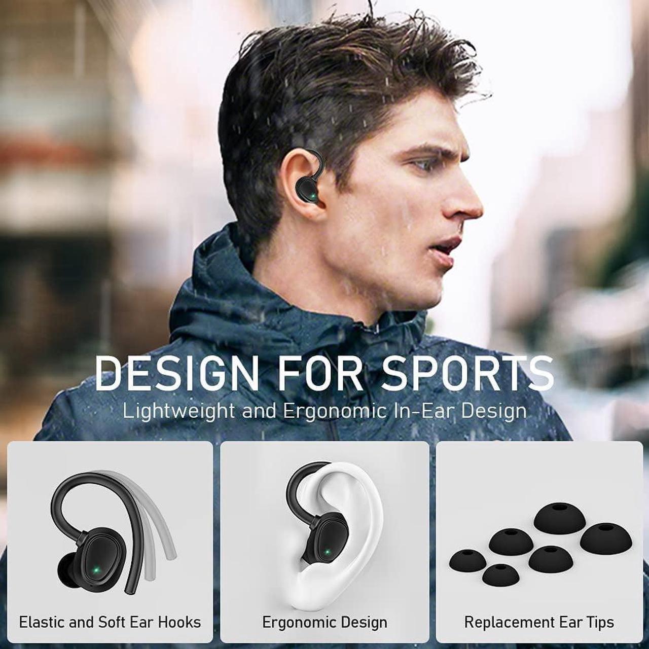 Alt view image 6 of 7 - Wireless Earbuds, Bluetooth 5.1 Wireless Headphones Sports Bluetooth Earphones in Ear Noise Cancelling Earbuds with Mic Deep Bass Sport Earhooks IP7 Waterproof, 40H Playtime Headset for Running Sports