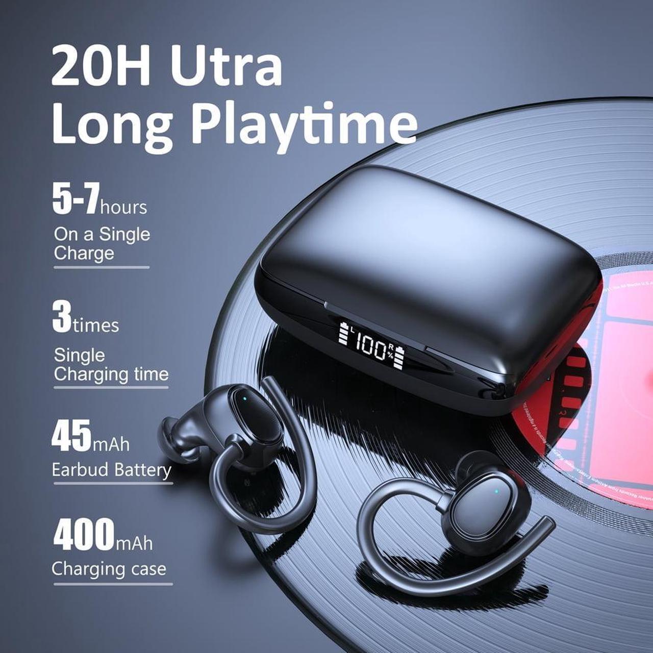 Alt view image 2 of 7 - Wireless Earbuds, Bluetooth 5.1 Wireless Headphones Sports Bluetooth Earphones in Ear Noise Cancelling Earbuds with Mic Deep Bass Sport Earhooks IP7 Waterproof, 40H Playtime Headset for Running Sports