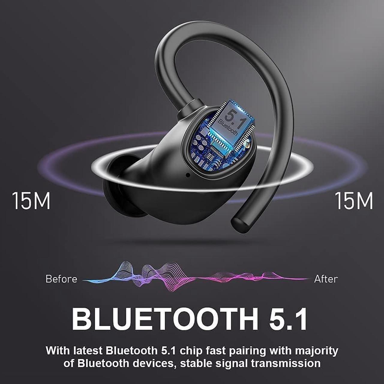 Alt view image 5 of 7 - Wireless Earbuds, Bluetooth 5.1 Wireless Headphones Sports Bluetooth Earphones in Ear Noise Cancelling Earbuds with Mic Deep Bass Sport Earhooks IP7 Waterproof, 40H Playtime Headset for Running Sports