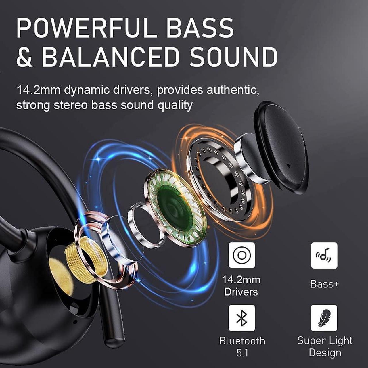 Alt view image 3 of 7 - Wireless Earbuds, Bluetooth 5.1 Wireless Headphones Sports Bluetooth Earphones in Ear Noise Cancelling Earbuds with Mic Deep Bass Sport Earhooks IP7 Waterproof, 40H Playtime Headset for Running Sports