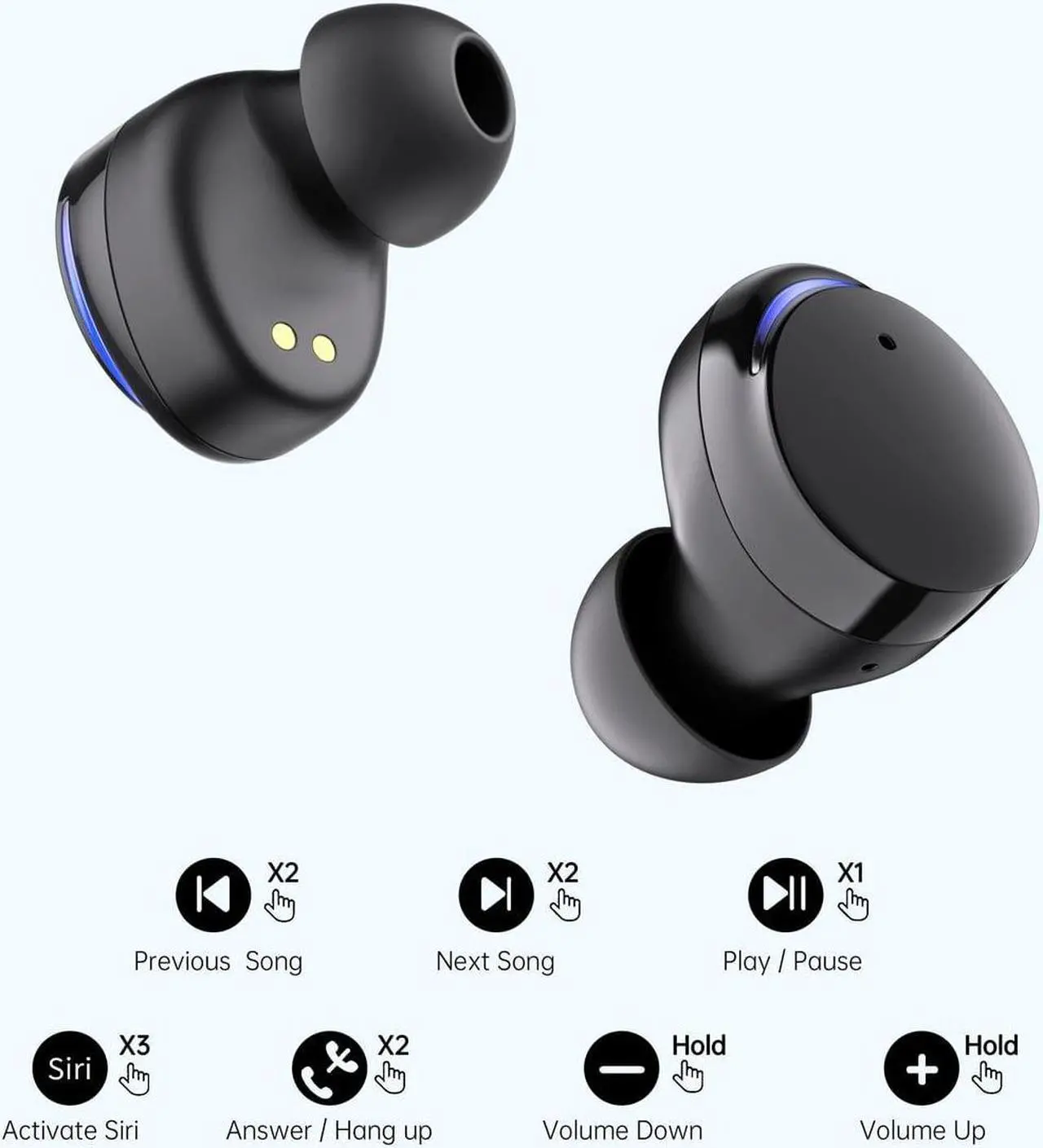 Alt view image 4 of 7 - Wireless Earbuds, Bluetooth 5.0 Headphones IPX8 Waterproof, Hight-Fidelity Stereo Sound Quality in Ear Headset, Built-in Mic LED Charging Case & 21 Hours Playtime, for Smartphones Laptops Running Gym