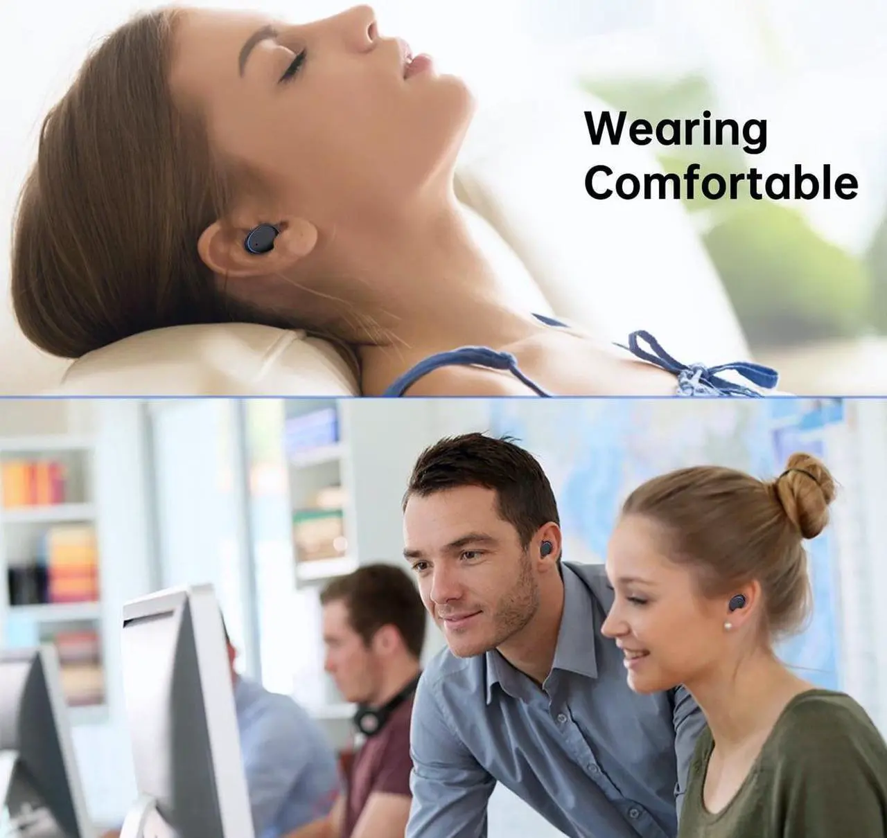 Alt view image 7 of 7 - Wireless Earbuds, Bluetooth 5.0 Headphones IPX8 Waterproof, Hight-Fidelity Stereo Sound Quality in Ear Headset, Built-in Mic LED Charging Case & 21 Hours Playtime, for Smartphones Laptops Running Gym