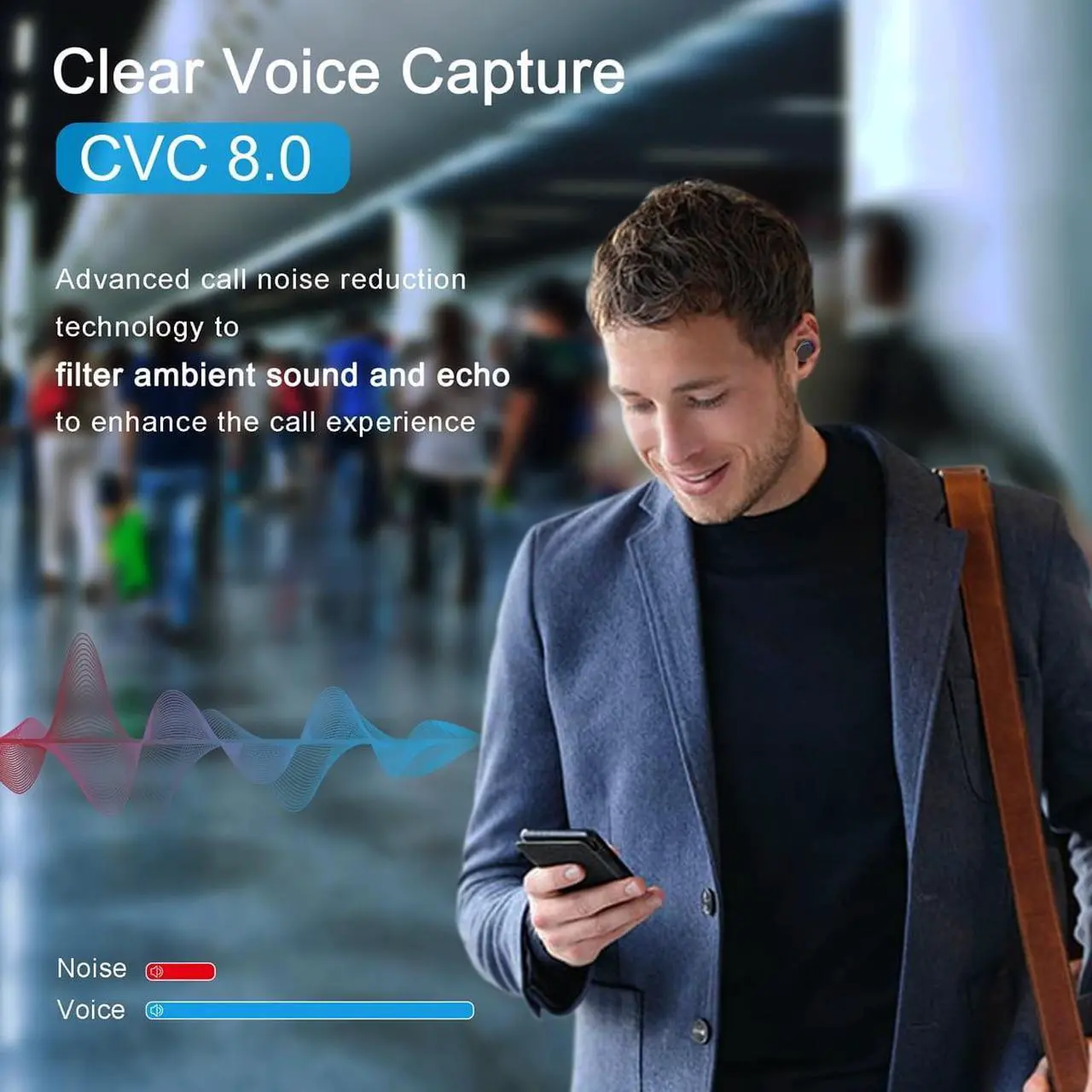 Alt view image 5 of 7 - Wireless Earbuds, Bluetooth 5.0 Headphones IPX8 Waterproof, Hight-Fidelity Stereo Sound Quality in Ear Headset, Built-in Mic LED Charging Case & 21 Hours Playtime, for Smartphones Laptops Running Gym