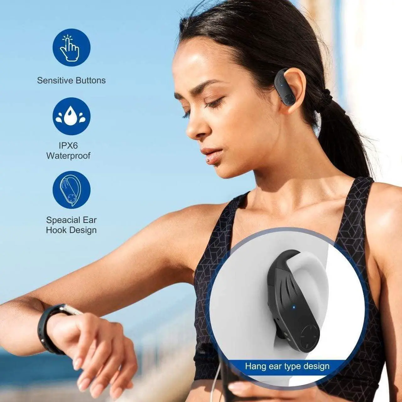 Alt view image 5 of 5 - Earbuds Bluetooth 5.0 Headphone with IPX8 Built-in Mic, CVC Noise Cancel, 36H Play Time