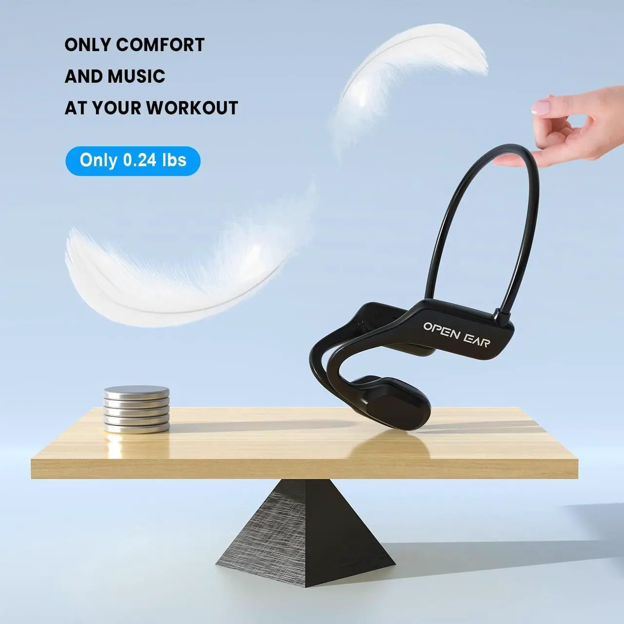 Alt view image 5 of 6 - Open Ear Air Conduction Headphones, Wireless Bluetooth Earbuds with Microphone, IPX5 Waterproof Sweatproof Sports Headset for Running, Cycling, Hiking, Workout