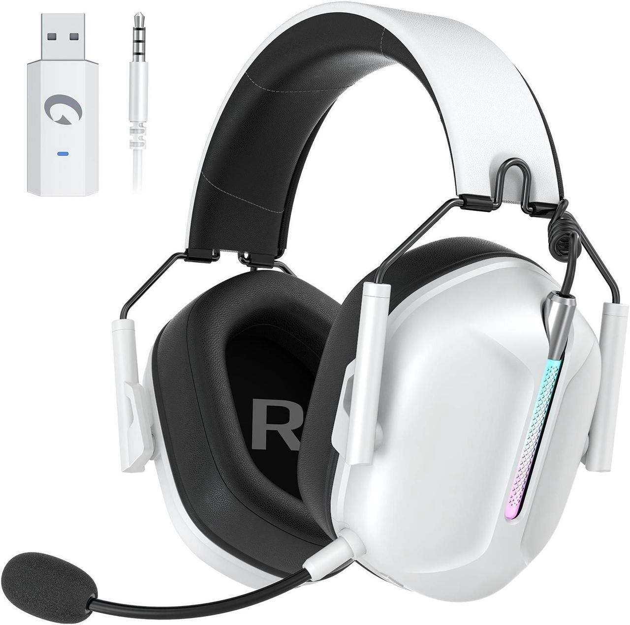 Main image of Wireless Gaming Headset for PS5 PS4 Nintendo Switch PC Mac, 2.4 GHz/Bluetooth 5.2 Gaming Headphones with Noise Cancelling Microphone 40+ Hours Battery Life,3.5mm Wired for Xbox Series,White