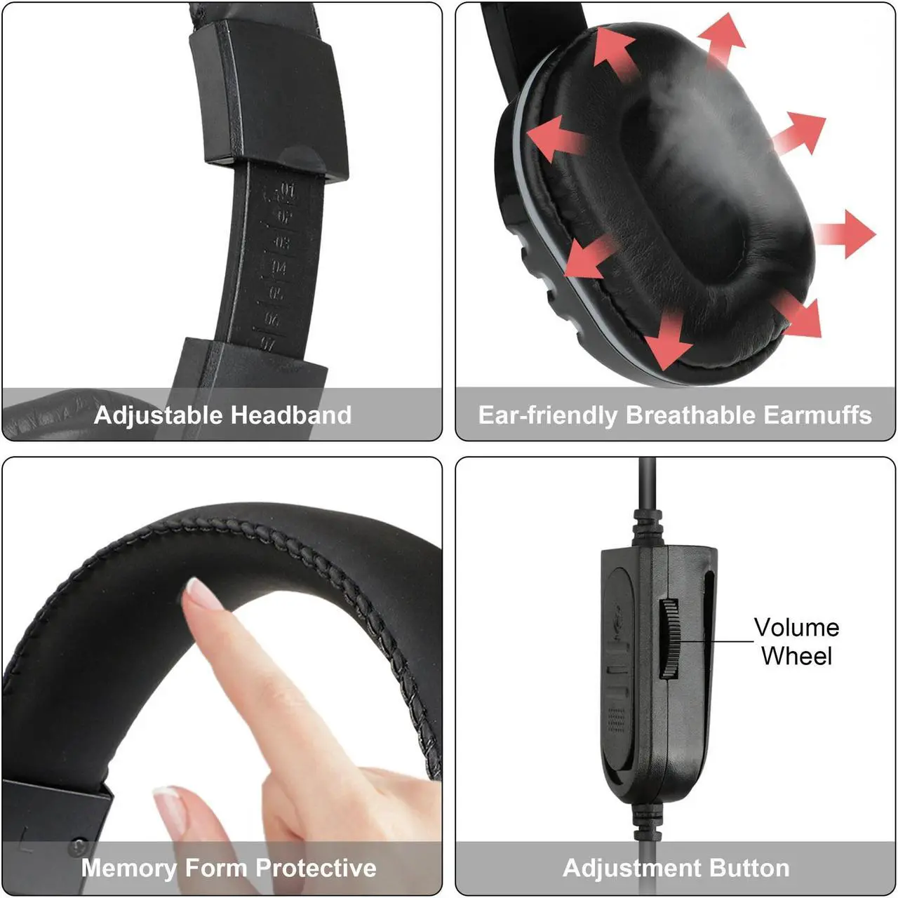 Alt view image 4 of 5 - Gaming Headset with Microphone Fit for PC/PS4/PS5/Xbox One/Nintendo, Stereo Noise Canceling Wired Headset, 3.5mm Over-Ear Headphones