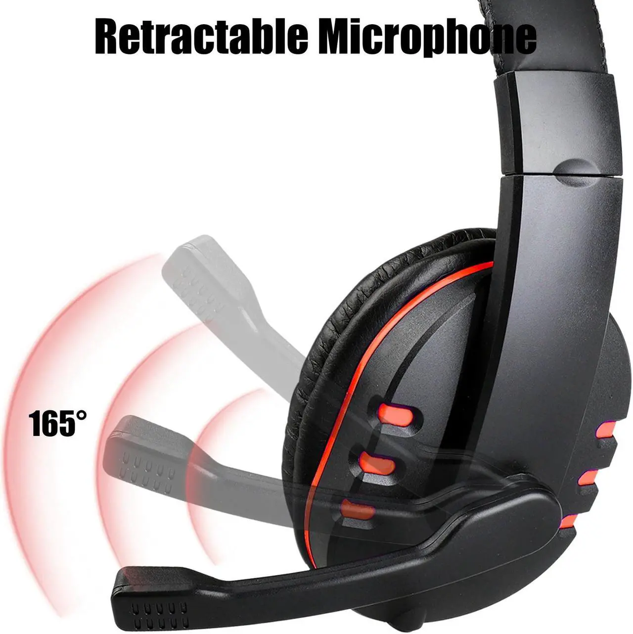 Alt view image 3 of 5 - Gaming Headset with Microphone Fit for PC/PS4/PS5/Xbox One/Nintendo, Stereo Noise Canceling Wired Headset, 3.5mm Over-Ear Headphones