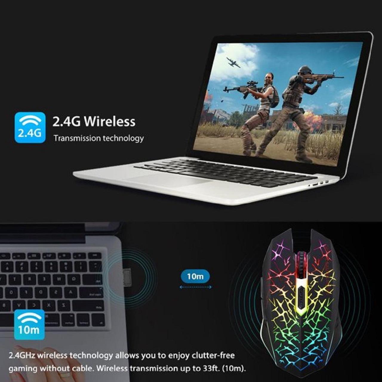 Alt view image 2 of 7 - Wireless USB Optical Gaming Mouse Mice with Nano USB Receiver, for Computer Laptop Gamer(Multi Color Variation)