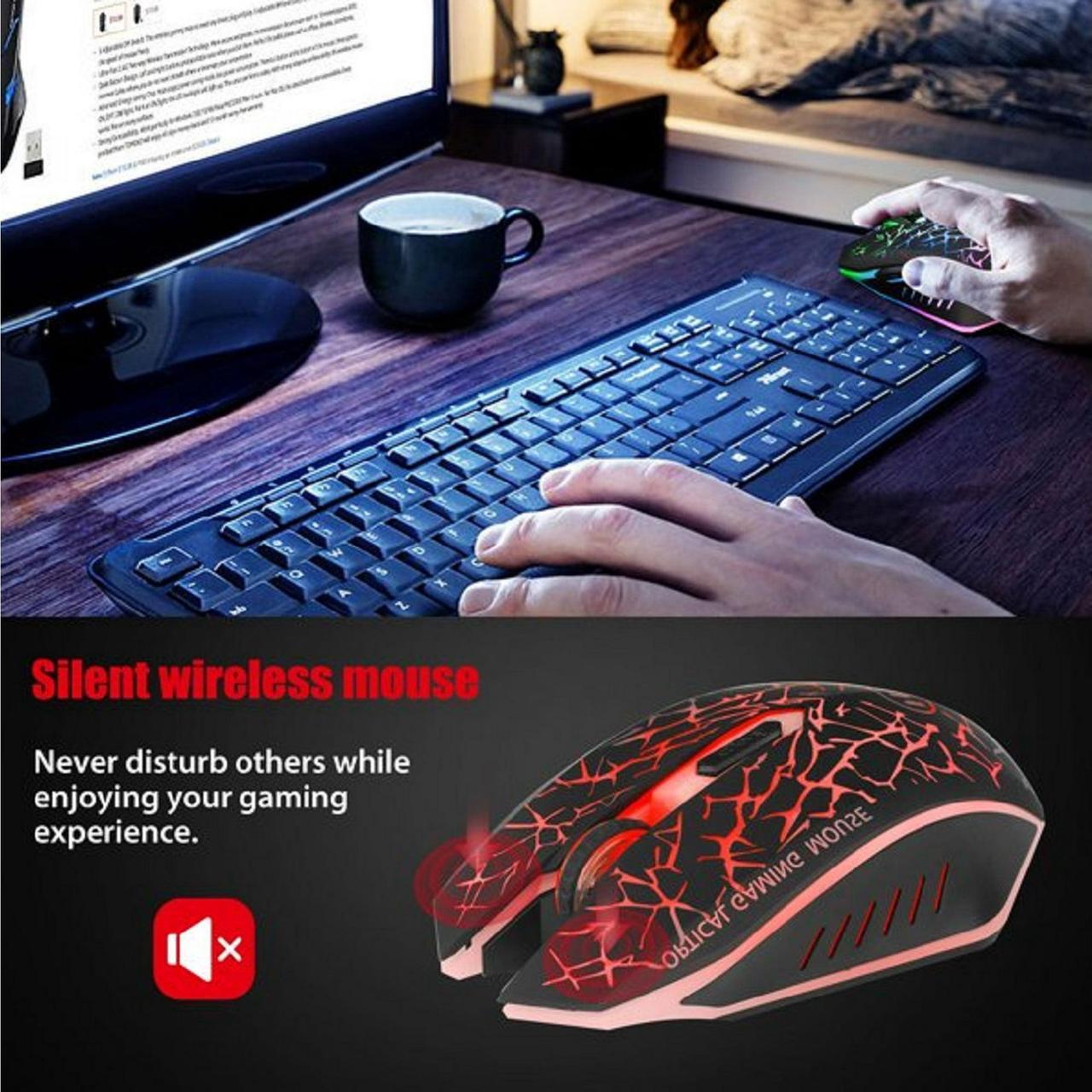 Alt view image 3 of 7 - Wireless USB Optical Gaming Mouse Mice with Nano USB Receiver, for Computer Laptop Gamer(Multi Color Variation)