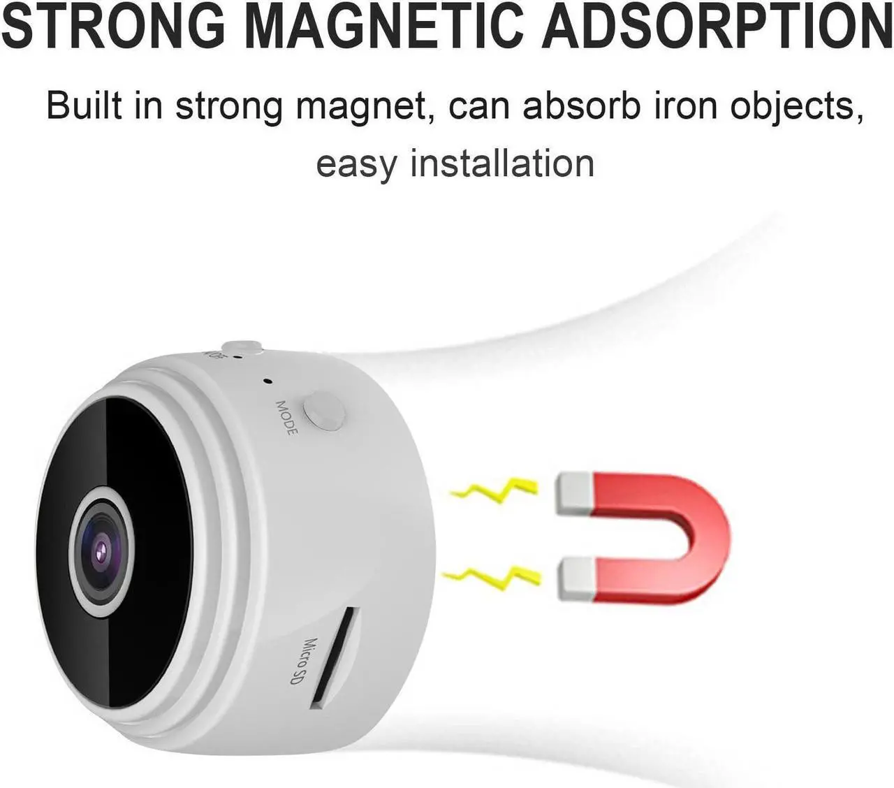 Alt view image 3 of 7 - Mini 1080p HD Wireless Magnetic Security Camera with Sound, Spy Camera Hidden Camera, Nanny Cam with Phone App and Night Vision Motion Detection, for Office and Home Security