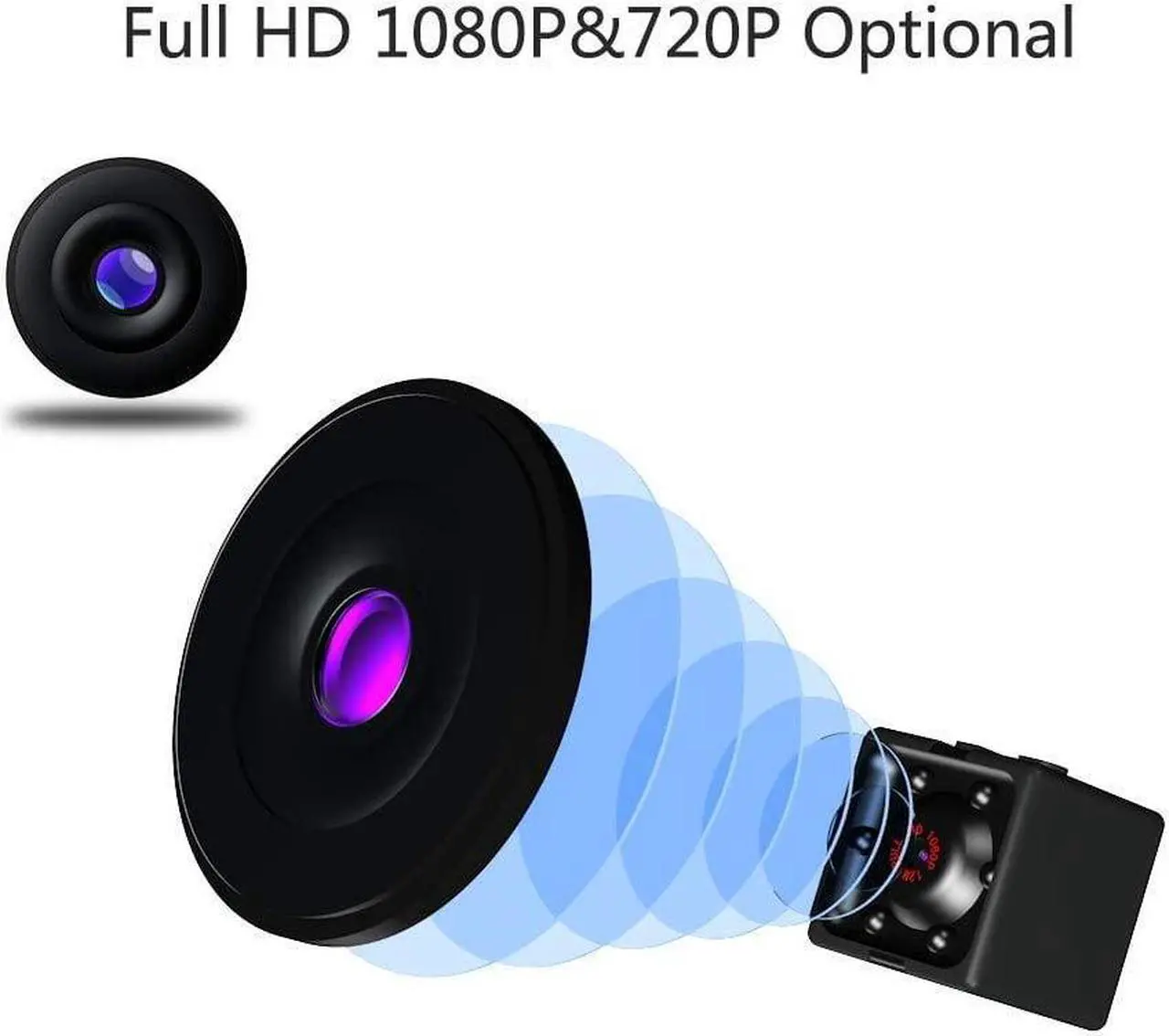 Alt view image 7 of 7 - Mini Wireless Security Camera, Full HD 1080P Portable Small HD Nanny Cam with Night Vision, Video Record and Motion Detection for Home, Car, Drone and Outdoor Use