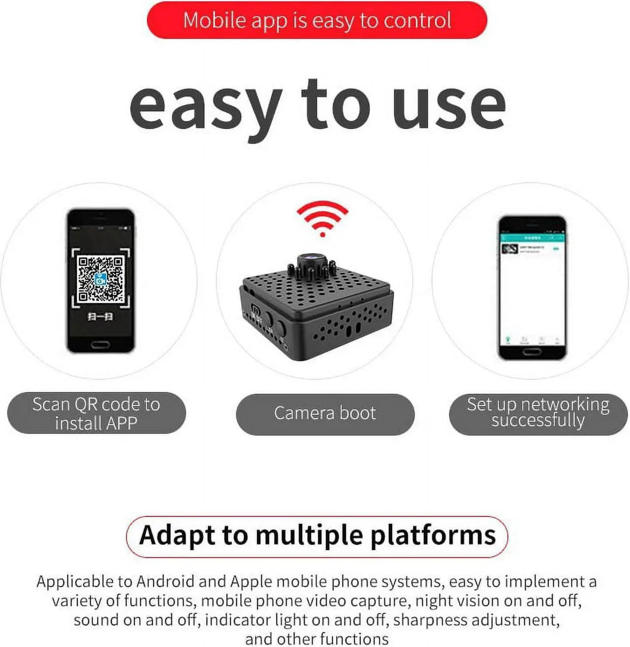 Alt view image 7 of 7 - Mini Wifi Camera Full HD 1080P Home Security Camcorder Night Vision Micro Secret Cam Motion Detection Video Voice Recorder