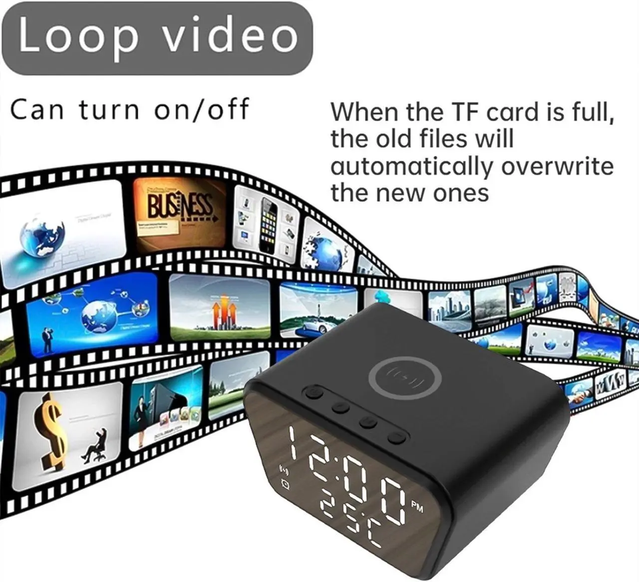 Alt view image 2 of 7 - 1080p Full Hd Wifi Mini CameraMotion Detection Clock Camcorder Wireless Charging Alarm Camera Clock,Smart Reminders with Smartphone Connection,128GB