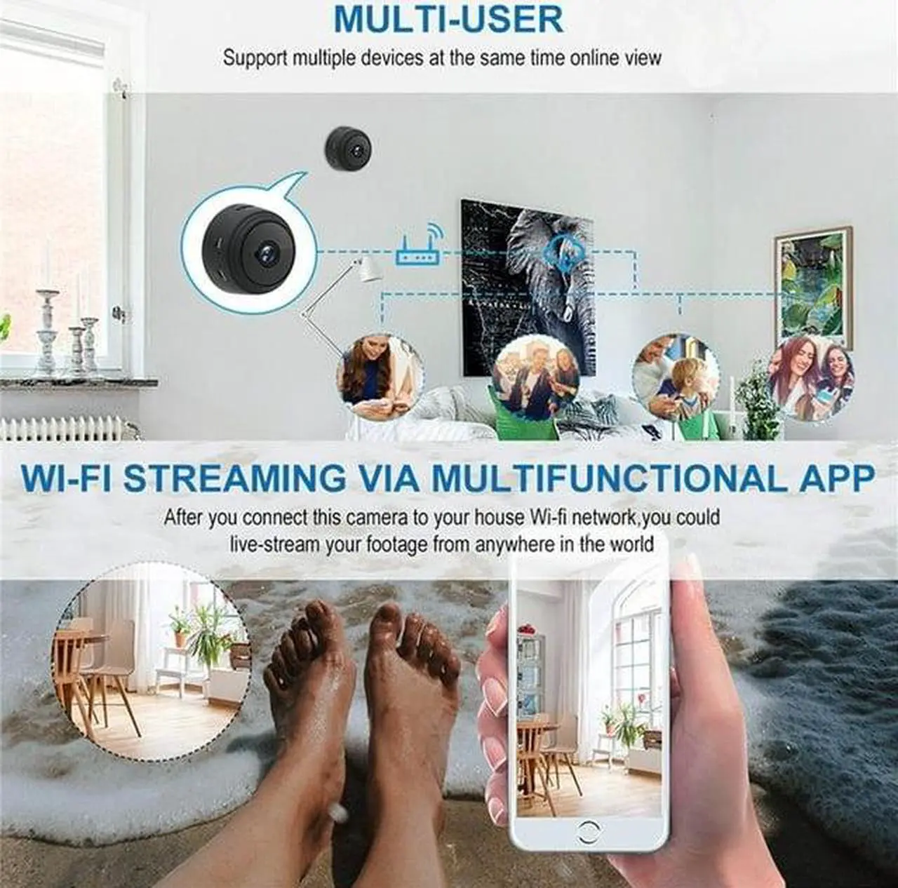 Alt view image 5 of 7 - 2PCS WiFi Mini Camera Network Wireless IP Camera 1080P with Motion Detection Night Vision Cameras, Nanny Baby Pet Cam for iPhone / Android