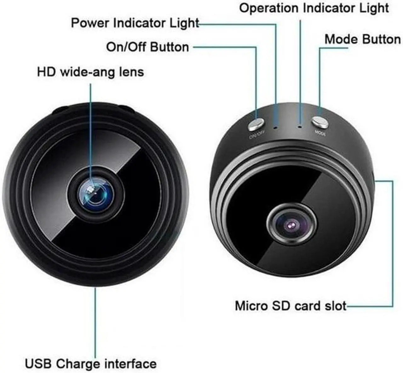 Alt view image 3 of 7 - 2PCS WiFi Mini Camera Network Wireless IP Camera 1080P with Motion Detection Night Vision Cameras, Nanny Baby Pet Cam for iPhone / Android