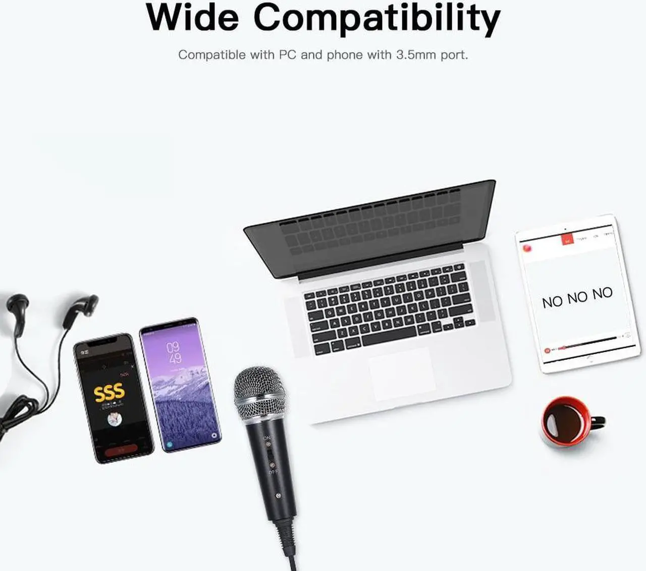 Alt view image 6 of 6 - Wired Condenser Microphone for Computer Audio 3.5mm Studio Mic Video Conferencing Voice Recording Video Chatting KTV Karaoke Mic with Stand for PC Phone