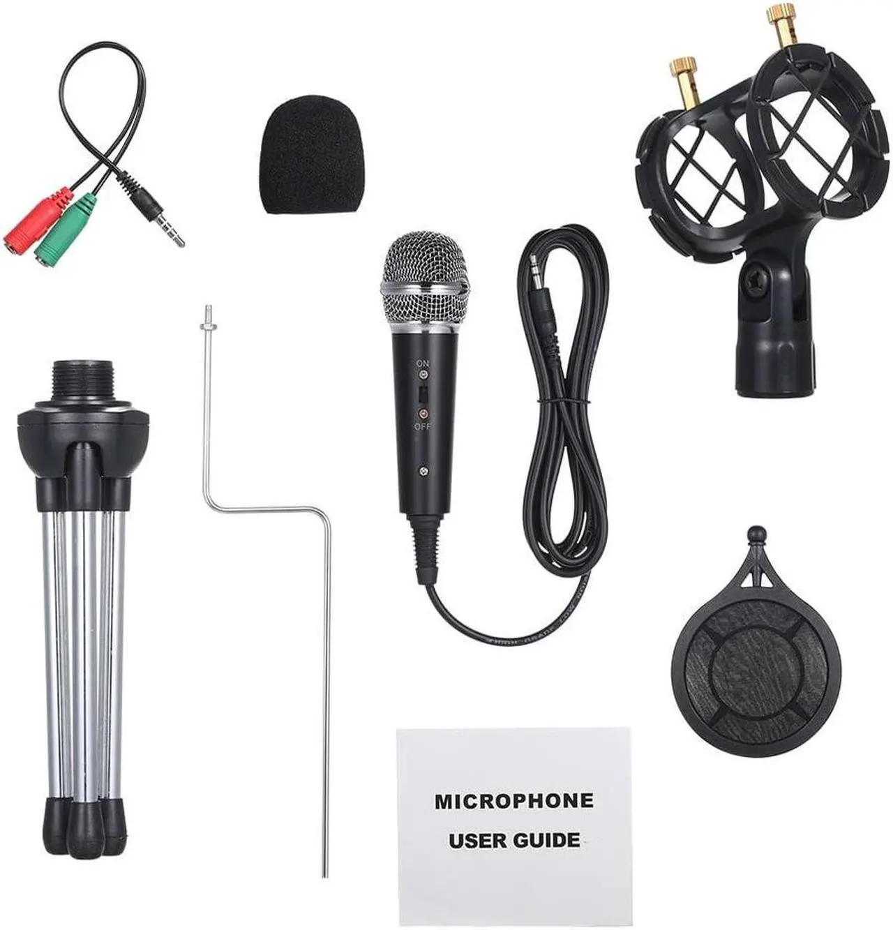 Alt view image 5 of 6 - Wired Condenser Microphone for Computer Audio 3.5mm Studio Mic Video Conferencing Voice Recording Video Chatting KTV Karaoke Mic with Stand for PC Phone
