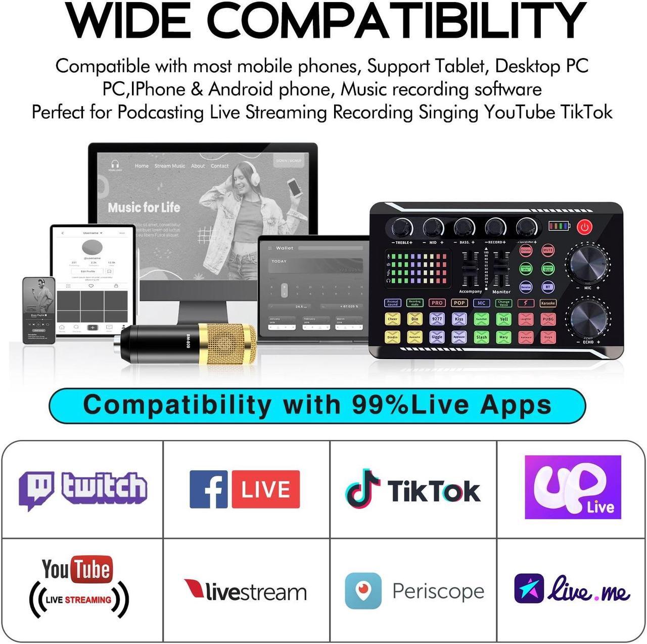 Alt view image 4 of 7 - Microphone Bundle, Audio Mixer BM-800 Podcast Microphone with Voice Changer, Studio Equipment for Laptop Computer Vlog Living Broadcast Live Streaming YouTube TikTok