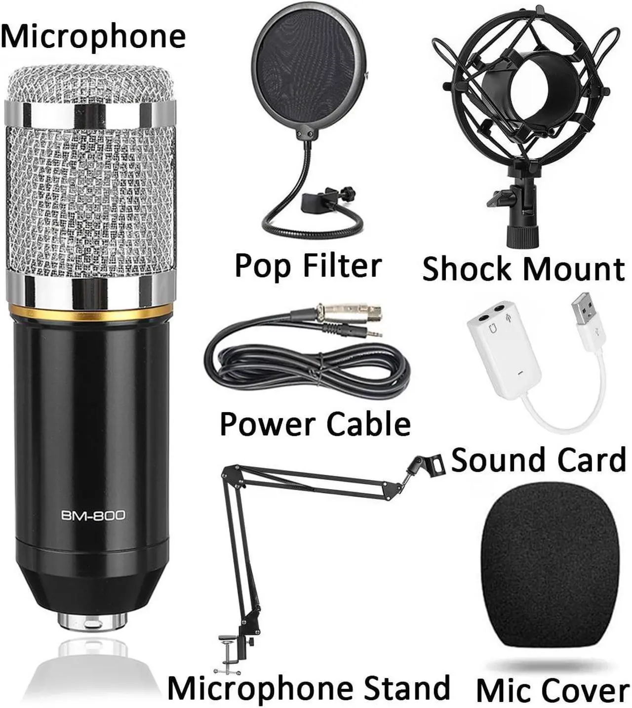 Alt view image 7 of 7 - Microphone Kits, Podcast Equipment Bundle, Studio Recording & Broadcasting Mic with Adjustable Stand, USB Sound Adapter