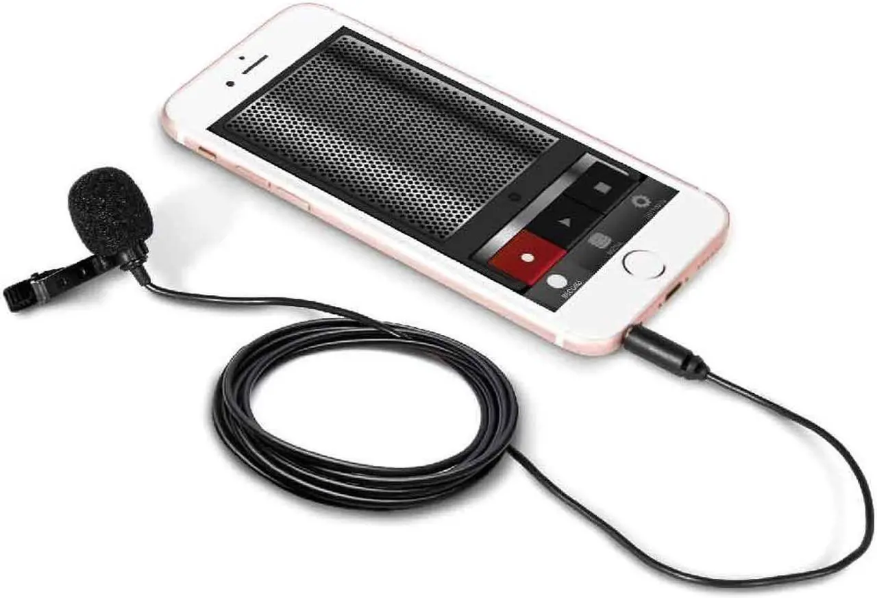 Alt view image 6 of 7 - Professional Lavalier Lapel Microphone Omnidirectional Condenser 3.5mm Mic for iPhone Android Smartphone, Recording Mic for YouTube, Interview, Video