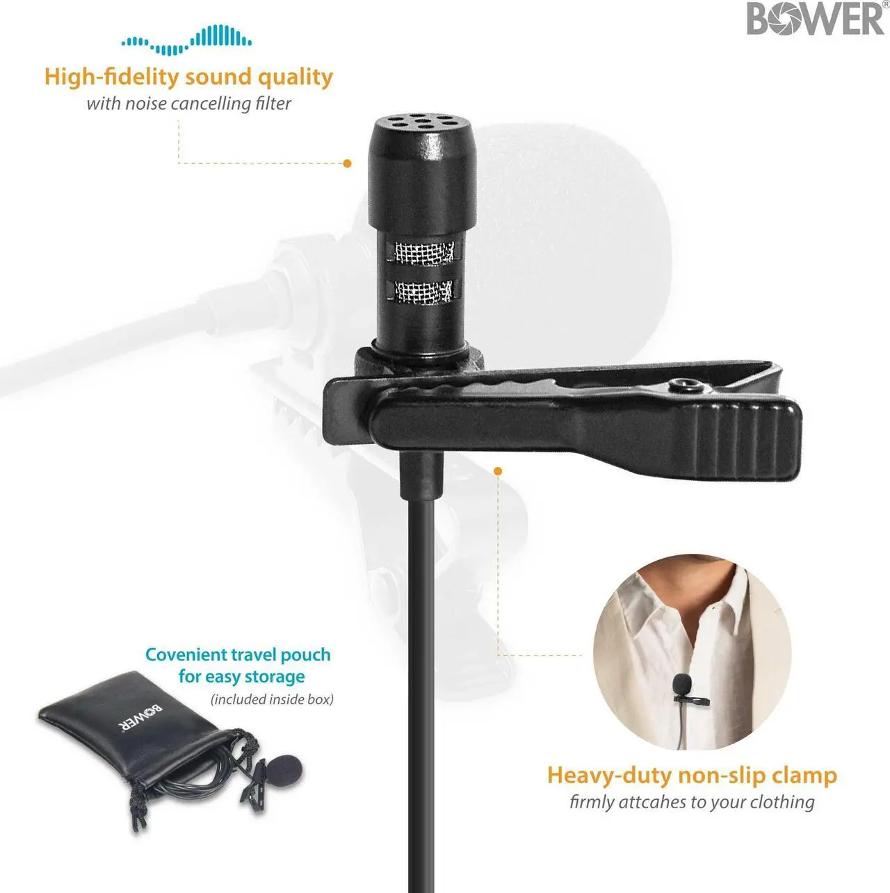 Alt view image 3 of 7 - Professional Lavalier Lapel Microphone Omnidirectional Condenser 3.5mm Mic for iPhone Android Smartphone, Recording Mic for YouTube, Interview, Video