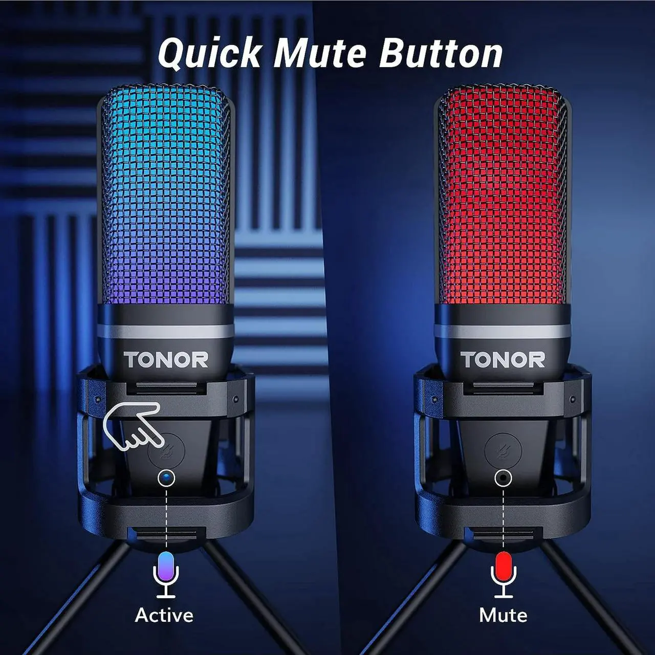 Alt view image 4 of 7 - USB Microphone Computer Gaming Condenser Mic, Noise-Canceling Zero Latency Monitoring ORCA001